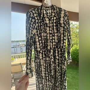 ZARA WOMAN BLACK/ CREAM SHIRT DRESS SIZE S